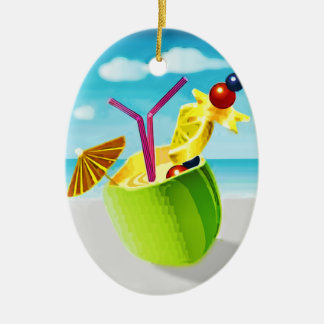 Ornement En Céramique Cocktail dans une noix de coco