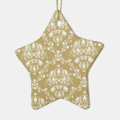 Ornement En Céramique Cocoa and Cream Damask (Gauche)