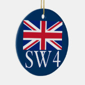 Ornement En Céramique Code postal SW4 de Londres avec Union Jack (Droite)
