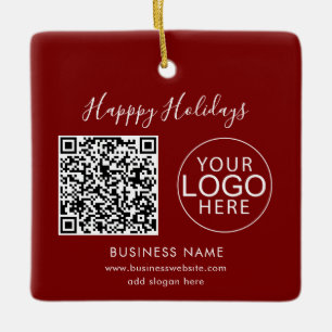 Ornement En Céramique Code QR Logo Entreprise Joyeuses Fêtes Marque