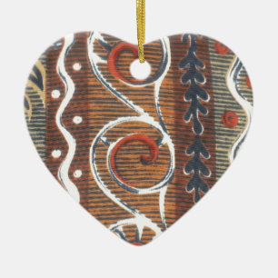 Ornement En Céramique Coeur Africain Vintage Couleurs traditionnelles