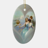 Ornement En Céramique Coeur avec le cupidon et les dames (Droite)