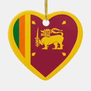 Ornement En Céramique Coeur de drapeau du Sri Lanka