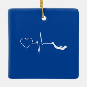 Ornement En Céramique Coeur de natation