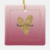 Ornement En Céramique Coeur de Parties scintillant en or rose Ombre (Devant)
