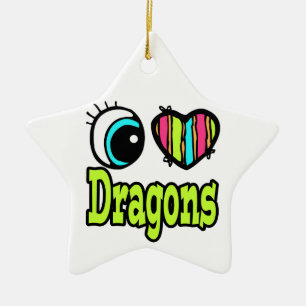Ornement En Céramique Coeur des yeux lumineux J'aime les dragons