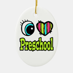 Ornement En Céramique Coeur des yeux lumineux J'aime Préscolaire