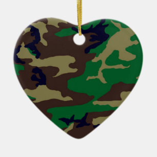 Ornement En Céramique Coeur du Camouflage Woodland