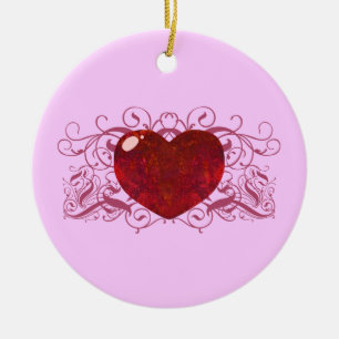 Ornement En Céramique Coeur Opal Fire