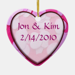 Ornement En Céramique Coeur rose Mariage Faveur Ornament Cadeau