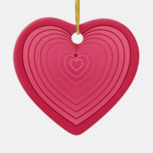 Ornement En Céramique Coeur rouge rose sur un arrière - plan rouge plus 