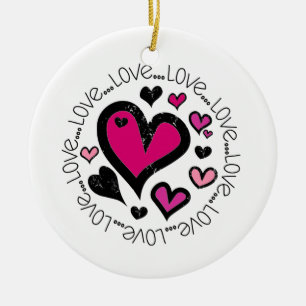 Ornement En Céramique Coeurs Amour Amour Amour