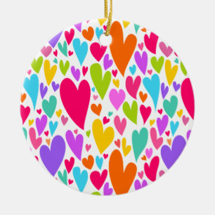Ornement En Céramique Coeurs colorés super et romantiques Saint-Valentin