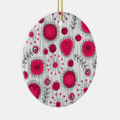 Ornement En Céramique Coeurs et fleurs blancs et rouges blancs (Droite)