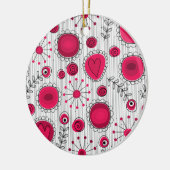 Ornement En Céramique Coeurs et fleurs blancs et rouges blancs (Gauche)