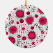 Ornement En Céramique Coeurs et fleurs blancs et rouges blancs (Dos)