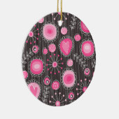 Ornement En Céramique Coeurs et fleurs rose et bleu Whimsical (Droite)