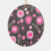 Ornement En Céramique Coeurs et fleurs rose et bleu Whimsical (Gauche)