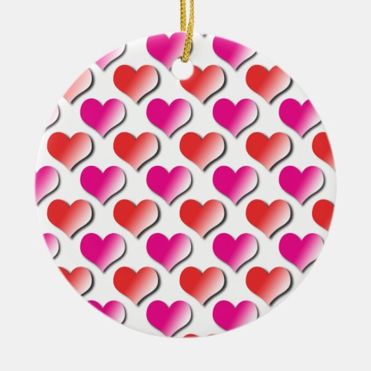 Ornement En Céramique Coeurs Rouge et rose Polka Motif Ornament (Devant)