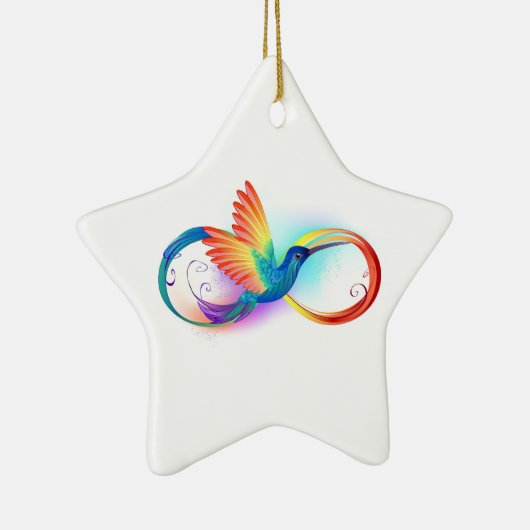 Ornement En Céramique Colibri arc-en-ciel avec symbole Infinity (Droite)