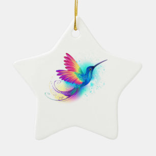 Ornement En Céramique Colibri arc-en-ciel exotique
