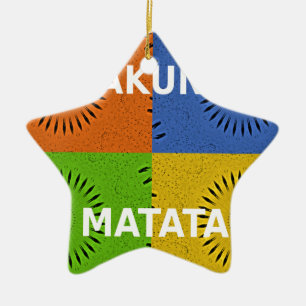 Ornement En Céramique Collage d'art pop coloré et message "Hakuna Matata