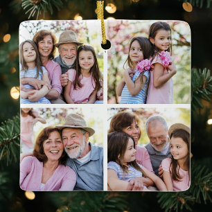 Ornement En Céramique Collage de 4 photos personnalisé pour Noël