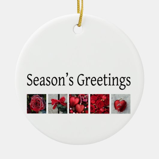 Ornement En Céramique Collage de Noël en rouge (Devant)