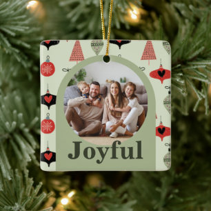 Ornement En Céramique Collage de photos de famille joyeux Noël Arche ver