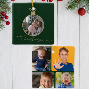 Ornement En Céramique collage de photos personnalisé Boule de Noël Joyeu