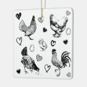 Ornement En Céramique Collage de poulets mignons (Gauche)