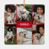 Ornement En Céramique Collage photo de chien Monogrammé (Dos)