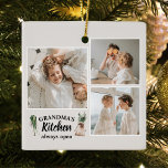 Ornement En Céramique Collage Photo & Grand-Mère Cuisine Toujours Ouvert<br><div class="desc">Vous cherchez le cadeau parfait pour votre grand-mère, ou pour toute personne qui aime passer du temps dans la cuisine? Ne cherchez pas plus loin que ce produit unique et personnalisable ! Avec un beau collage de vos photos préférées, ce design est sûr de capturer vos souvenirs et de les...</div>