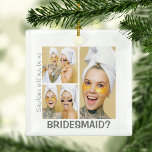 Ornement En Céramique Collage photo moderne 3 | Seras-Tu Ma Servante D'É<br><div class="desc">Planifier un mariage est une période passionnante pour n'importe qui, prendre des décisions importantes comme qui sera votre servante d'honneur n'est qu'une d'entre elles. Ces ornements élégants et de noël sont une excellente façon de leur demander et leur donnera un souvenir photo au trésor éternel. Les ornements présentent vos 3...</div>