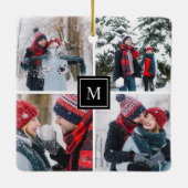 Ornement En Céramique Collage photo Monogramme moderne (Dos)