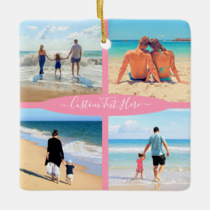 Ornement En Céramique Collage photo personnalisé Amour de famille Texte