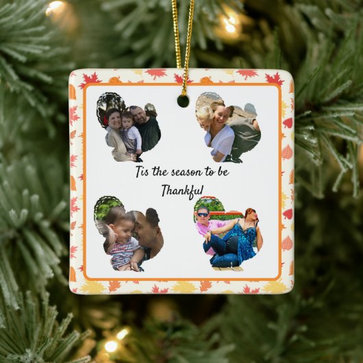 Ornement En Céramique Collage photo personnalisé de dinde graisseuse (Arbre)