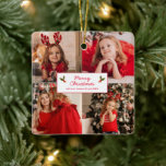 Ornement En Céramique Collage photo personnalisé Noël<br><div class="desc">Décor moderne de Noël photo avec un design simple avec un collage photo de vos 8 photos préférées, quatre à l'avant et quatre à l'arrière. Les photos carrés fonctionnent mieux. Au milieu se trouve le salut "Joyeux Noël" avec votre(s) nom(s) et année en rouge sur un arrière - plan blanc....</div>