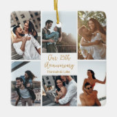 Ornement En Céramique Collage photo romantique personnalisé Cadeau Anniv (Devant)