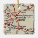 Ornement En Céramique Colorado Springs CO Carte Vintage<br><div class="desc">Colorado Springs Colorado et Pueblo CO ornement de Noël réalisé avec la carte de 1955.</div>