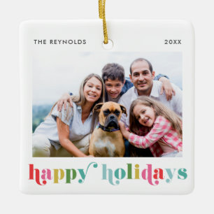 Ornement En Céramique Coloré Gras Type Joyeux Fêtes Photo Noël