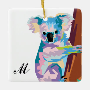 Ornement En Céramique Colorée Pop Art Koala Monogramme