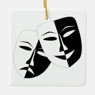 Ornement En Céramique Comédie Tragédie Masque de théâtre noir et blanc