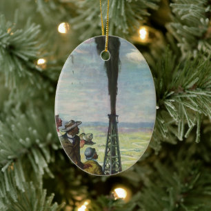 Ornement En Céramique Commerce vintage, puits de pétrole avec les travai