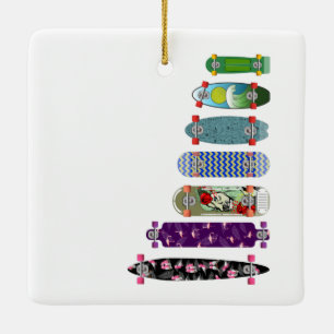 Ornement En Céramique Comparaison des tailles de skateboard