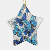 Ornement En Céramique Composition des papillons blancs et bleus (Gauche)