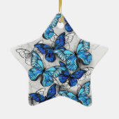 Ornement En Céramique Composition des papillons blancs et bleus (Dos)