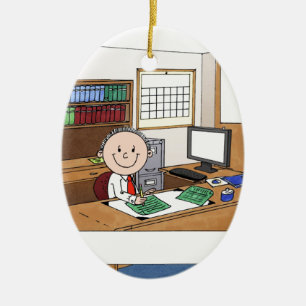Ornement En Céramique Comptable, Homme - Cadeau de dessin personnalisé