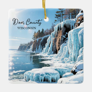Ornement En Céramique Comté de Door Wisconsin Poème d'hiver Noël