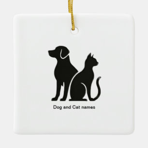 Ornement En Céramique Conception de boho de chien et de chat